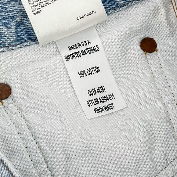 AGOLDE Criss Cross Denim Skirt Women’s Size 27 Distressed Raw Hem Mini - Picture 4 of 5